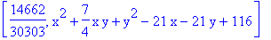 [14662/30303, x^2+7/4*x*y+y^2-21*x-21*y+116]